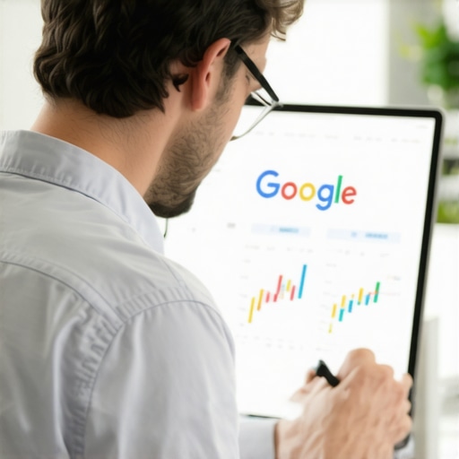 SEO expert reviewing Google My Business profile with local SEO analytics