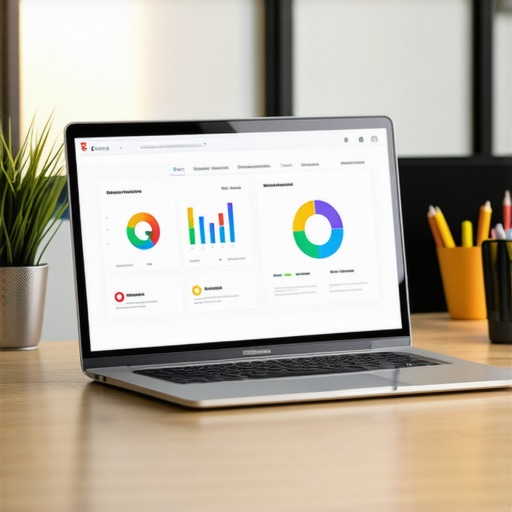 Workspace with SEO software and analytics charts for local SEO management.