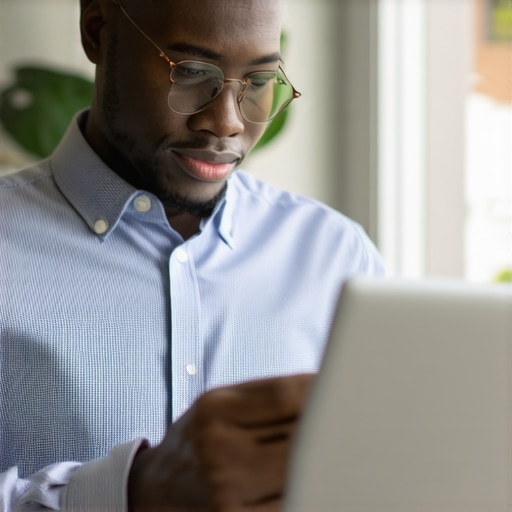 Business owner optimizing GMB profile on laptop