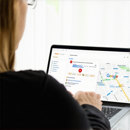 Person reviewing local SEO analytics on a laptop with Google Maps on the screen