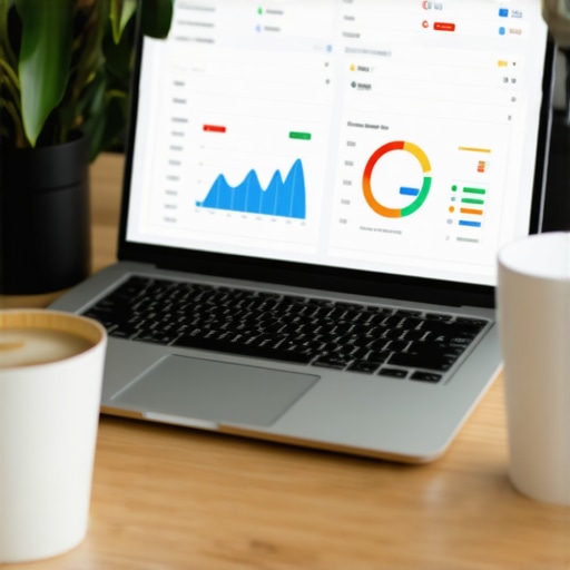 Person working on Google My Business profile with analytics and strategies displayed.