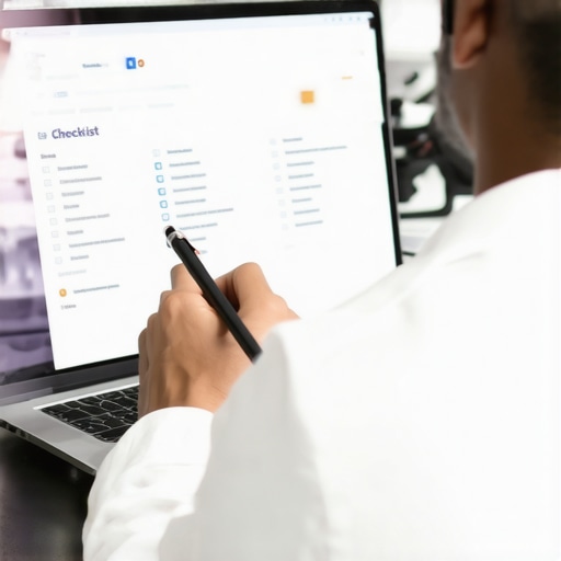 Person analyzing a Google My Business profile on a laptop