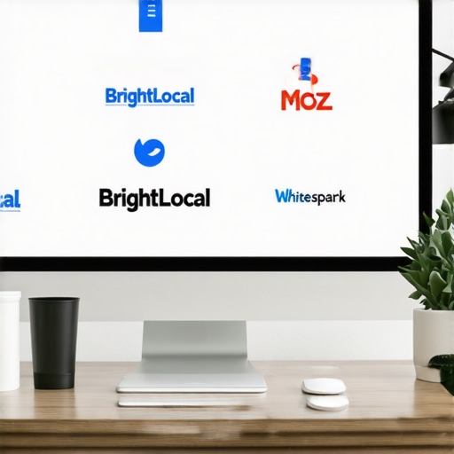 A workspace featuring SEO software interfaces on computer screens, emphasizing tools used for long-term GMB profile management.