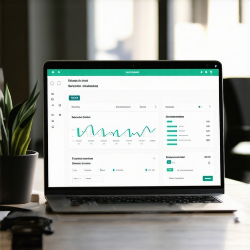 Optimizing GMB with Advanced Tools Laptop displaying local SEO analytics and citation management tools.