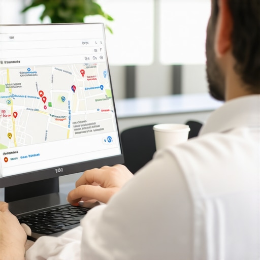 Person editing Google Maps listing on laptop in an office setting.