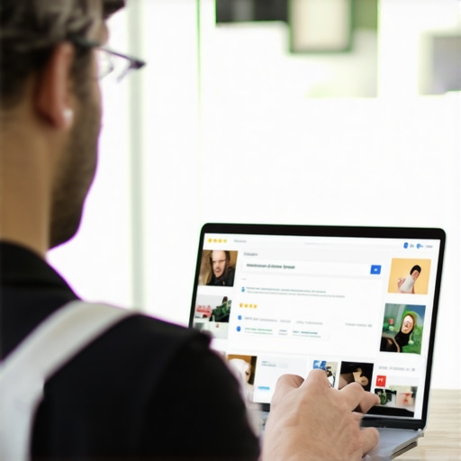 Business owner optimizing Google My Business profile on laptop