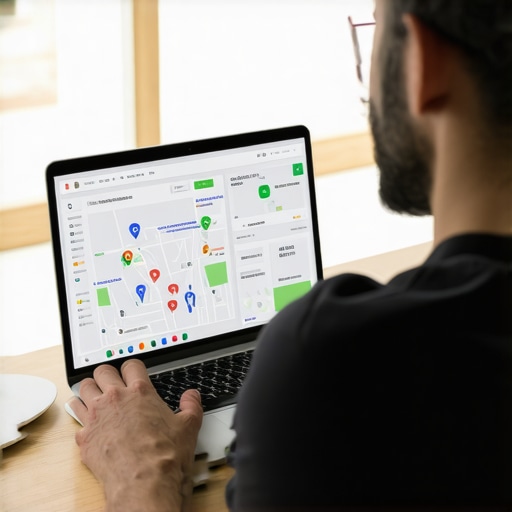 Business owner reviewing Google Map performance analytics.