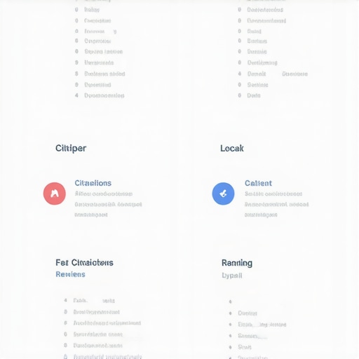 Screenshot of an SEO dashboard displaying citations, reviews, and rankings