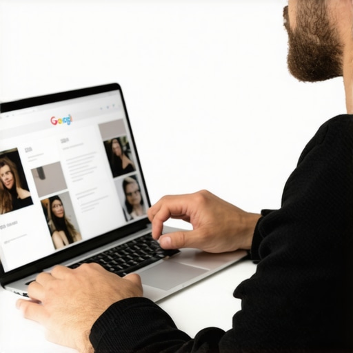 Person editing their Google My Business profile on a laptop, adding images and details