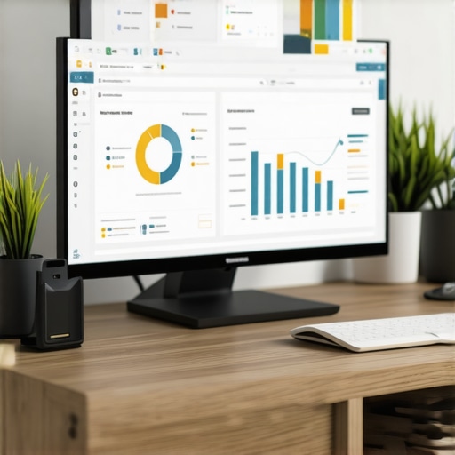 A workspace with SEO analytics software open on a computer screen, showcasing local ranking charts.