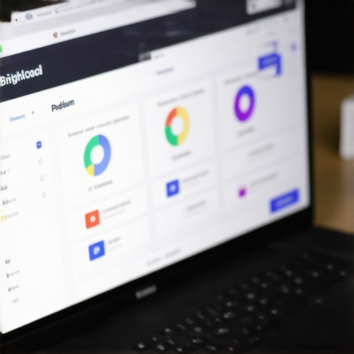 Laptop showing local SEO analytics dashboards with BrightLocal and Podium in focus.